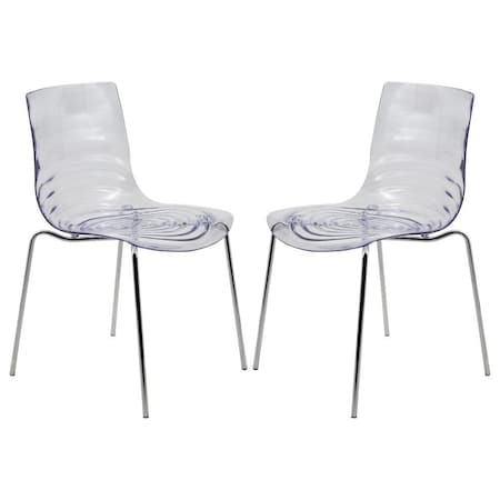 Leisuremod Astor Water Ripple Design Dining Chair, Clear, 2PK AC20CL2
