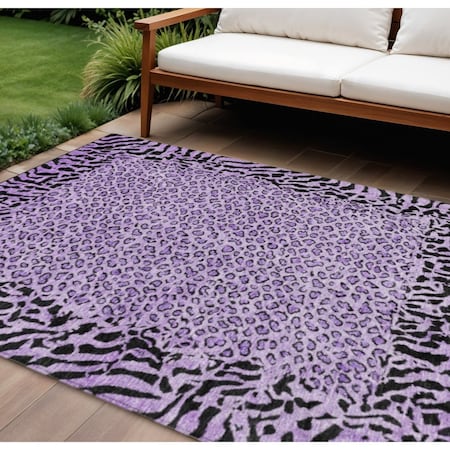 Homeroots 9' X 12' Purple Animal Print Washable Indoor Outdoor Area Rug 607666