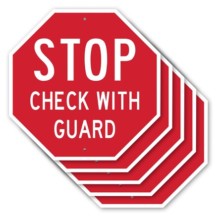 Signmission Stop Check with Guard, 10 inch X 10 inch, Aluminum Metal Signs, 5PK OC-A-5Pack-10-248