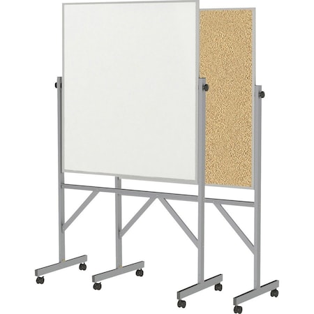 Ghent Reversible Whiteboard / Cork Bulletin Board, Aluminum Frame, 4'H x 3'W ARMK43