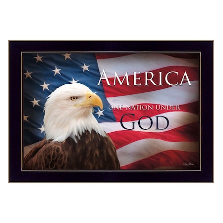 Homeroots One Nation Under God Flag Black Framed Print Wall Art 405057