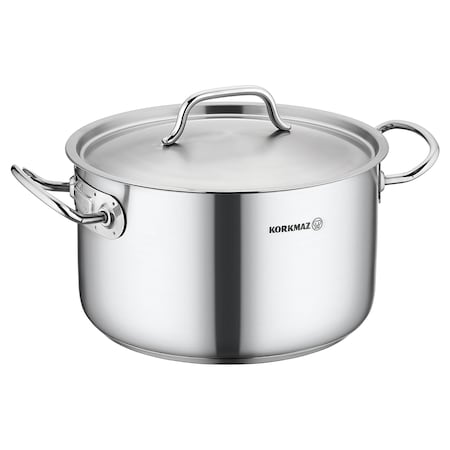 Korkmaz Gastro Proline 9.5 Liter Stainless Steel Casserole with Lid in Silver A2724