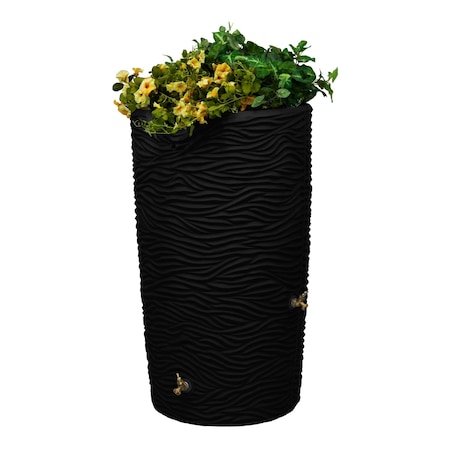 Good Ideas Impressions Palm 65 Gallon Rain Saver - Black IMP-L65-BLK