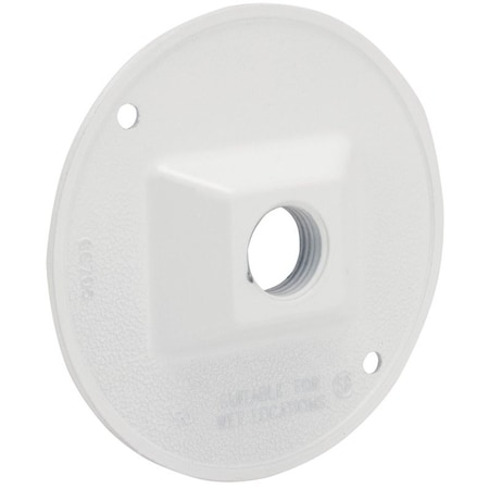 Hubbell Cluster Cover, 4-1/8 in Dia, 4-1/8 in W, Round, Metal, White, Powder-Coated 5193-6