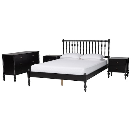 Baxton Studio Callison Bedroom Set, Black, Full 271-14731-14742-14736-14736-ZORO
