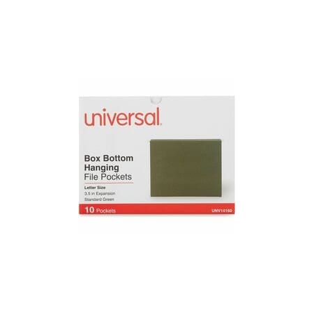 Universal Hanging File Folders, Green, 8.5in H, 10PK UNV14160