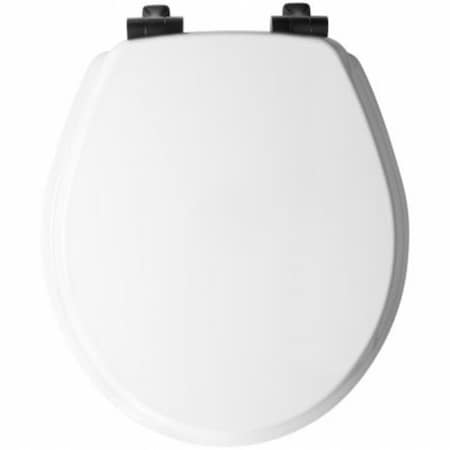 Chesterfield Never Loosens Black Hinge Round Slow Close Wood Toilet Seat, White CH3244177