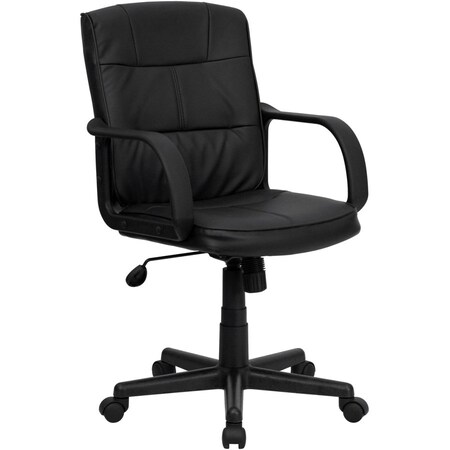 Flash Furniture Metal Contemporary Chair, 17" to 20-1/2", Fixed Arms, Black GO-228S-BK-LEA-GG