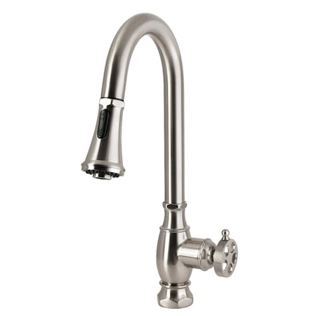 Kingston Brass Single-Handle Pull-Down Kitchen Faucet, Brushed Nickel LS8698RKZ