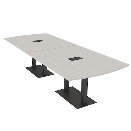 Skutchi Designs Arc Rectangle Meeting Room Table, 45 in W, 120 in L, Ivory HAR-AREC-48x120-DOU.BK-K458-EBLK