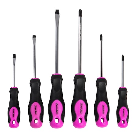 The Original Pink Box 6-Piece Magnetic Screwdriver Set, Phillips & Slotted, Pink PB6MSD