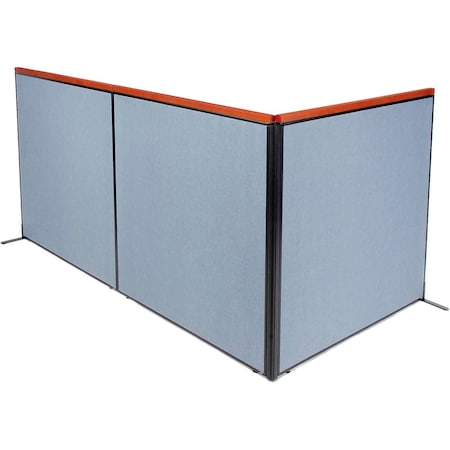 Global Industrial Interion Deluxe Freestanding 3-Panel Corner Room Divider, 60-1/4"W x 61-1/2"H, Blue 695154BL