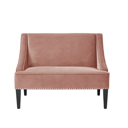 Homeroots 45in Blush And Brown Upholstered Velvet Bench 490857