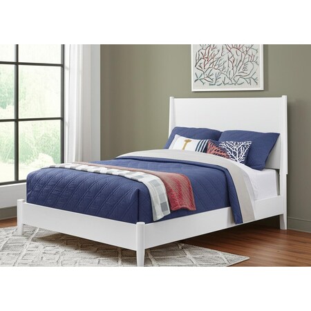 Homeroots White Solid Wood Full Bed Frame 524843
