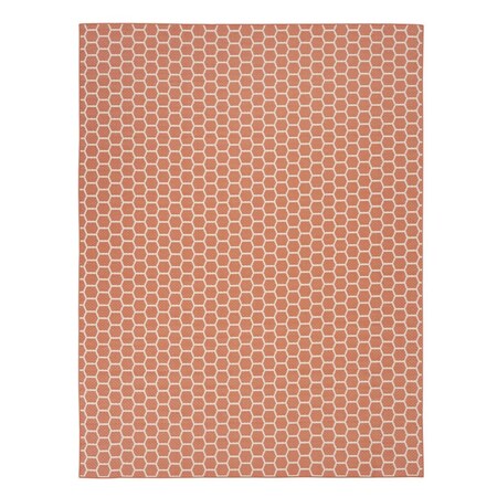 Homeroots 8' X 10' Coral And Ivory Geometric Indoor Outdoor Area Rug 556320
