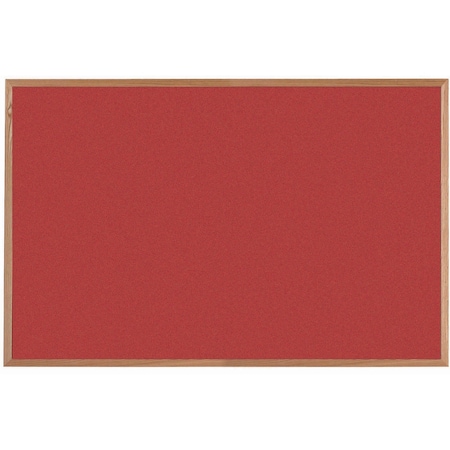 Aarco VIC Cork Bulletin Board, Red Oak Frame, Clear Lacquer Finish, Hot Salsa Red 48''Hx72''W OW4872210