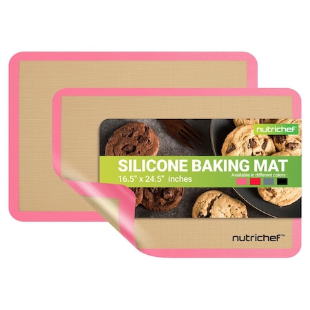 Nutrichef Silicone Baking Mats, Pink NUBAPAPI11