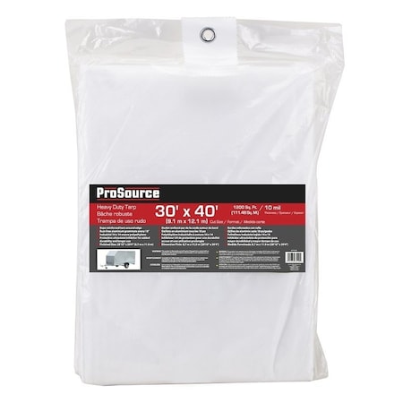 Prosource Tarp, 10 Mil, White, Plastic TW3040