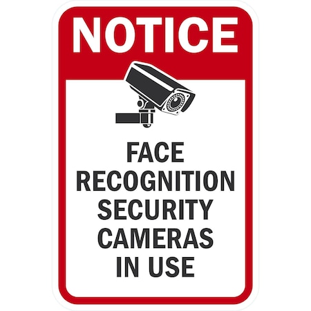 Lyle Notice Face Recognition Security Cameras In Use, 12x18, Non-Reflective, White G-4581-NA_12x18
