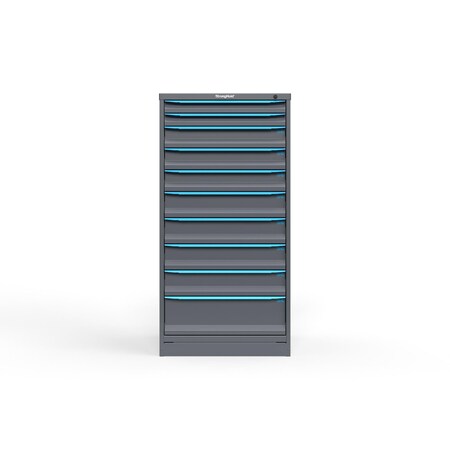 Strong Hold 10 drawer cabinet - (2x 2ft, 3x 4ft, 4x 5ft, 1x 8ft) - Blue accents - Keyed Alike S3060-PPAAS-1002FS