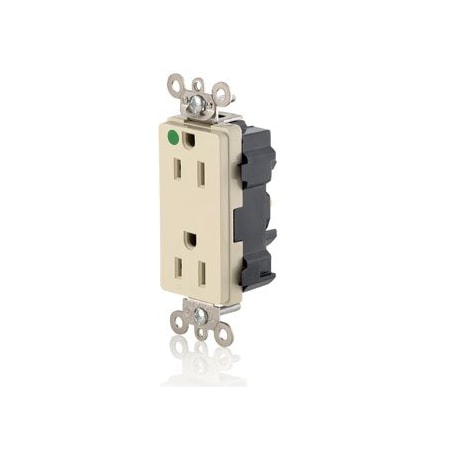 Leviton Hospital Grade Decora Receptacle, 15 Amp, 125 Volt M1626-HGI