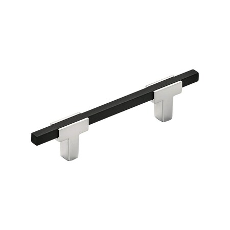 Amerock Urbanite 3-3/4 in 96 mm Center-to-Center Polished Chrome/Brushed Matte Black Cabinet Pull BP7789626BMB