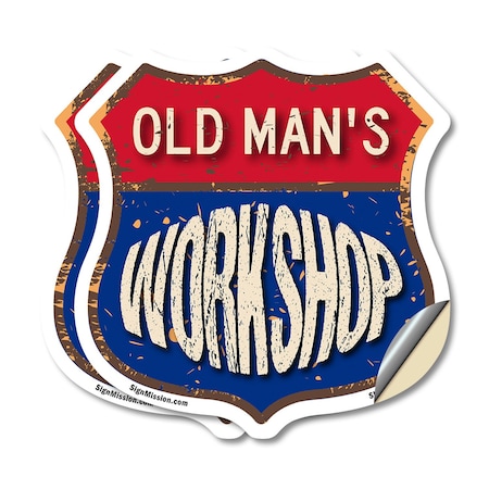 Signmission Old Man's Workshop, 6 inch X 6 inch, Vinyl Decal, 2PK SHI-D-2PACK-6-489-OLD MAN