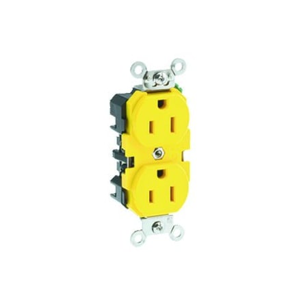 Leviton Industrial Grade Duplex Receptacle, 15 Amp, 125 Volt, Yellow 52CM-62