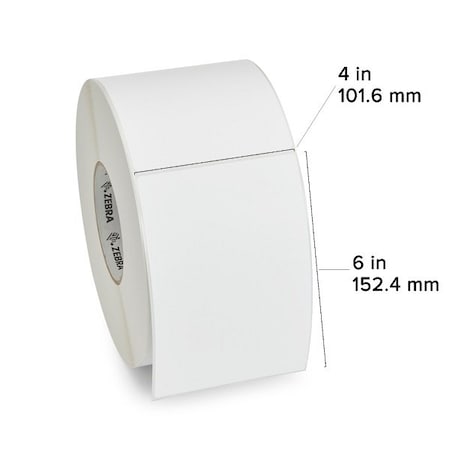 Zebra Zebra Thermal Transfer Label, Paper, 4" x 6", Z-Perform 1500T, 3" Core, 1000 labels/Roll, 4PK 10018340