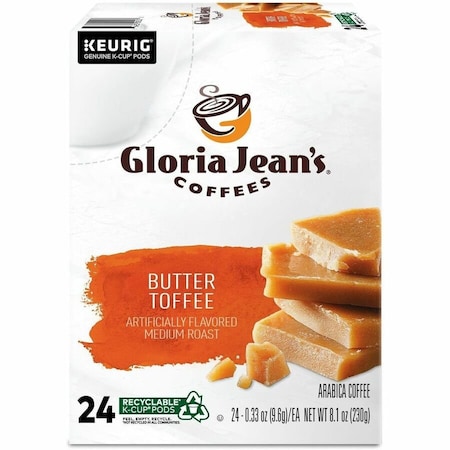 Gloria Jeans Coffees Gloria Jean's K-Cup, Pod Butter Toffee, Keurig Single-Serve K-Cup Pods, Medium Roast Coffee, 24, 4PK 5000330066