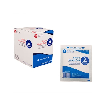 Dynarex Gauze Pad - Sterile 1's, 3"x3", 12 Ply, 2400PK 3353