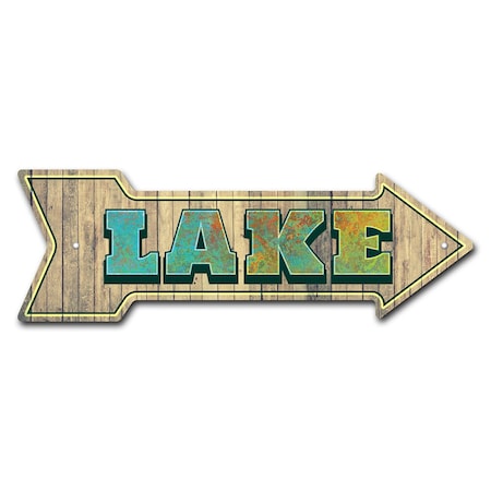 Signmission Lake Arrow Sign Funny Home Decor 18in Wide P-ARROW-999783