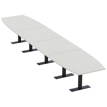 Skutchi Designs 20 Person Conference Table With Power Unit | 20' Boat Table | Harmony Series HAR-BOT-48X240-T.BK-U779-NA