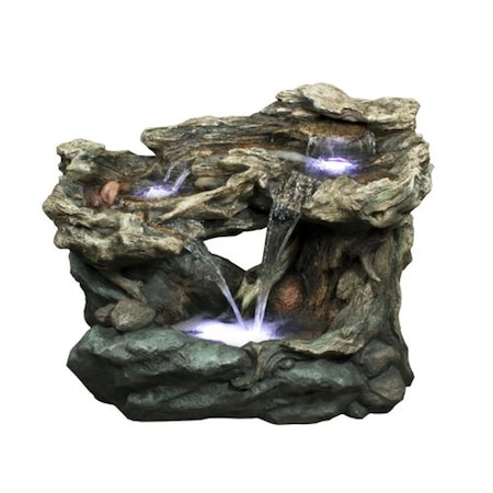 Alpine Corp 30 in. Tiered Waterfall Rainforest Fountain With Led Lights WIN924