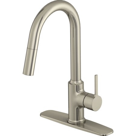 Home Impressions Contemporary Builder 1-Handle Lever Pull-Down Kitchen Faucet Brushed Nickel FP4AF272NP-JPA1