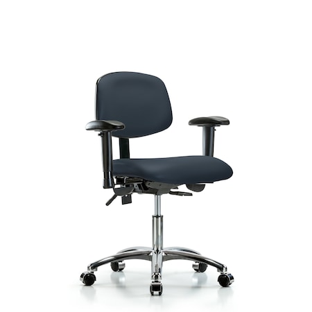 Blue Ridge Ergonomics Desk Chair Desk Chair, Vinyl, Chrome AA Casters, Nav, Adjustable Arms, 18" to 23" Height, Vinyl BR-VDHCH-CR-T0-A1-CC-8582