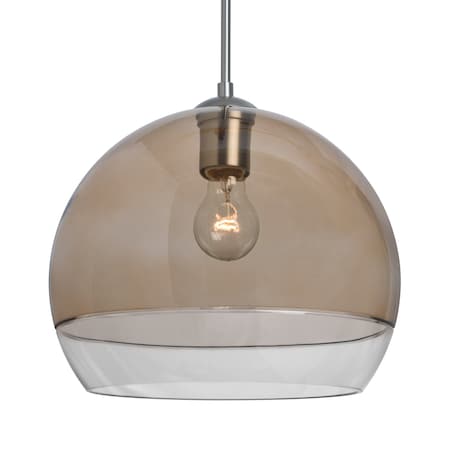 Besa Lighting Ally 12 Cord Pendant, Smoke/Clear, Satin Nickel Finish, 1x60W Incandescent 1JT-ALLY12SM-SN