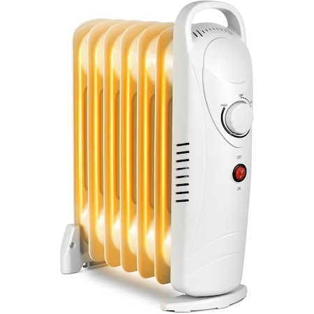 Edendirect Compact 700W Oil-Filled Radiator Heater with Adjustable Thermostat & Safety Protection White ZR-OH-12-WHITE