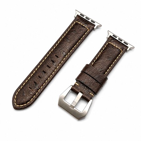 Elegani Ostrich-Embossed Leather Watch Replacement Band Compatible with Apple Watch 41mm, Brown OSTPAM-BRN-41mm