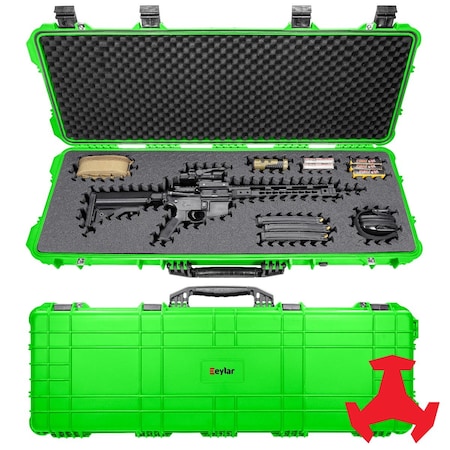 Eylar 44in Hard Rifle Case Equipped With Ragar Reconfigurable & Reusable XP Crosslinked Foam Insert SA00008-NGRN-RG-XP