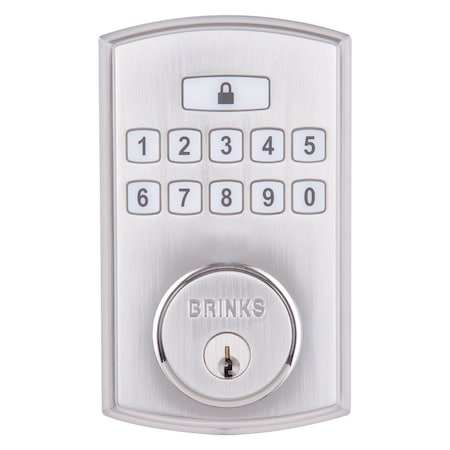 Brinks Electronic Keypad Series Deadbolt Lock Satin Nickel Finish 4390-119