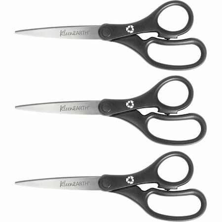 Westcott Scissors, 8" KleenEarth Basic Straight Scissors, Black, 3-Pack 15585
