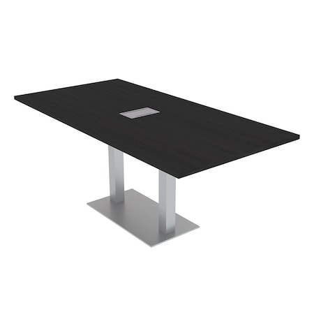 Skutchi Designs Rectangle Conference Table With Power Unit, 36 in W, 72 in L, Black HAR-REC-36X72-DOU-U999ST19-ESIL