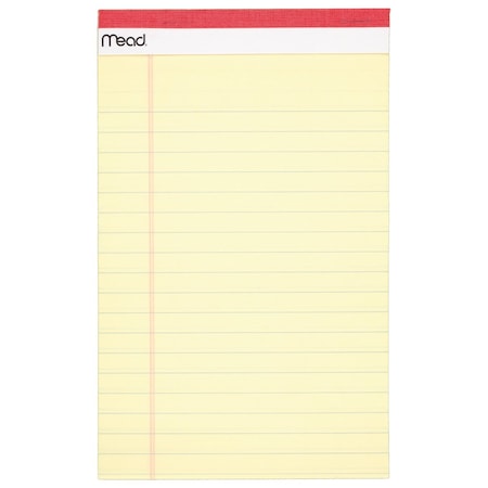 Mead Junior Legal Pad, 5in x 8in, Canary, 4 P 59382