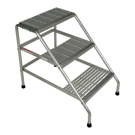 Vestil Step Stand, 3 Steps, 30 Overall Height, Aluminum, Silver SSA-3-KD