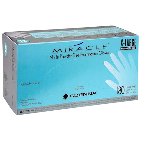 Safety Zone Nitrile Powder Free 4 mil Exam Gloves - Blue, XL Case of 1800 MIR168