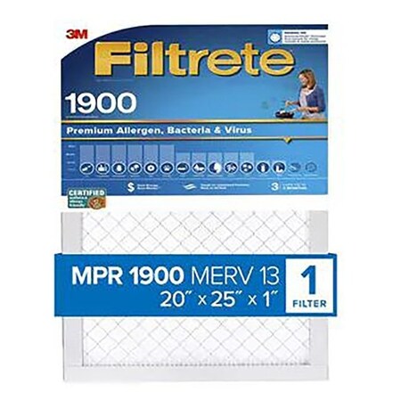 20'' x 25'' x 1'' 1900 MPR Premium Allergen Bacteria & Virus Furnace Filter MERV 13