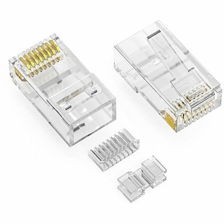 Axiom RJ45 CAT6A UTP Plug, 3pc Type, Solid/Stranded Wire, 50 Micron, 100-pack RJ45C6AUS3100-AX
