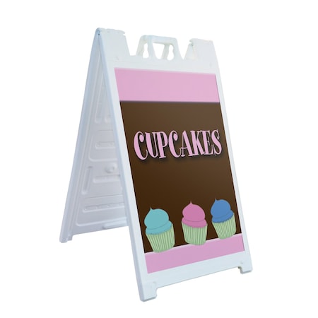 Signmission Cupcakes, A-Frame & 2 Sign Inserts, Heavy-Duty Plastic Frame SBHD-C-2436-Cupcakes