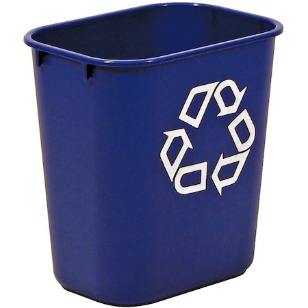Rubbermaid Commercial 13.63 qt. Desk Recycling Container, Satin Black/Satin Alum, Plastic FG295573BLUE